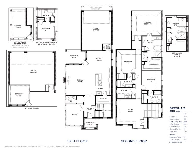 2D floor plan layout for the Brenham - SH 3101 by Shaddock Homes in Light Farms Brenham - 40' Lots, Celina, TX (Image 3). 2D floor plan layout for the Brenham - SH 3101 by Shaddock Homes in Light Farms Brenham - 40' Lots, Celina, TX (Image 3).