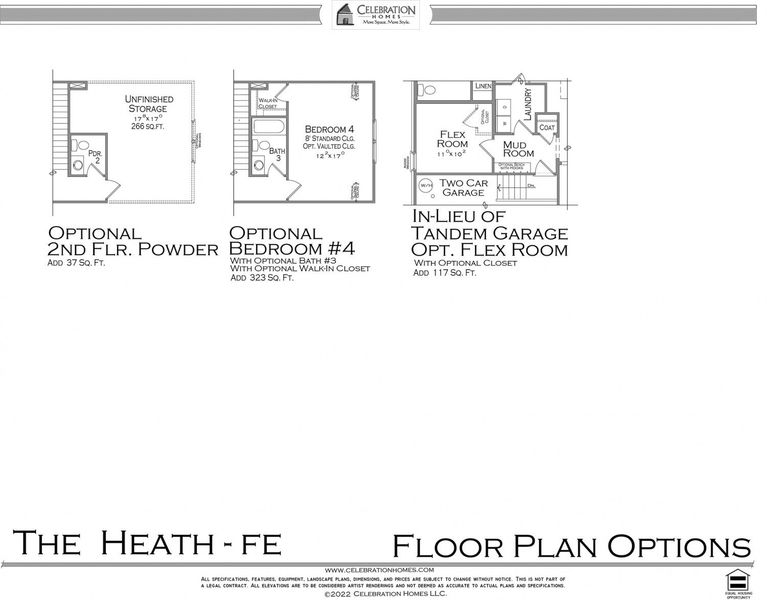 2D floor plan layout for the Heath by Celebration Homes in Shelton Square, Murfreesboro, TN (Image 10).