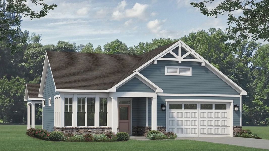Representative exterior photo of a completed home built from the Palazzo Craftsman by Epcon Communities in The Cottages at 78 North, Sanford, NC (Image 1). Representative exterior photo of a completed home built from the Palazzo Craftsman by Epcon Communities in The Cottages at 78 North, Sanford, NC (Image 1).