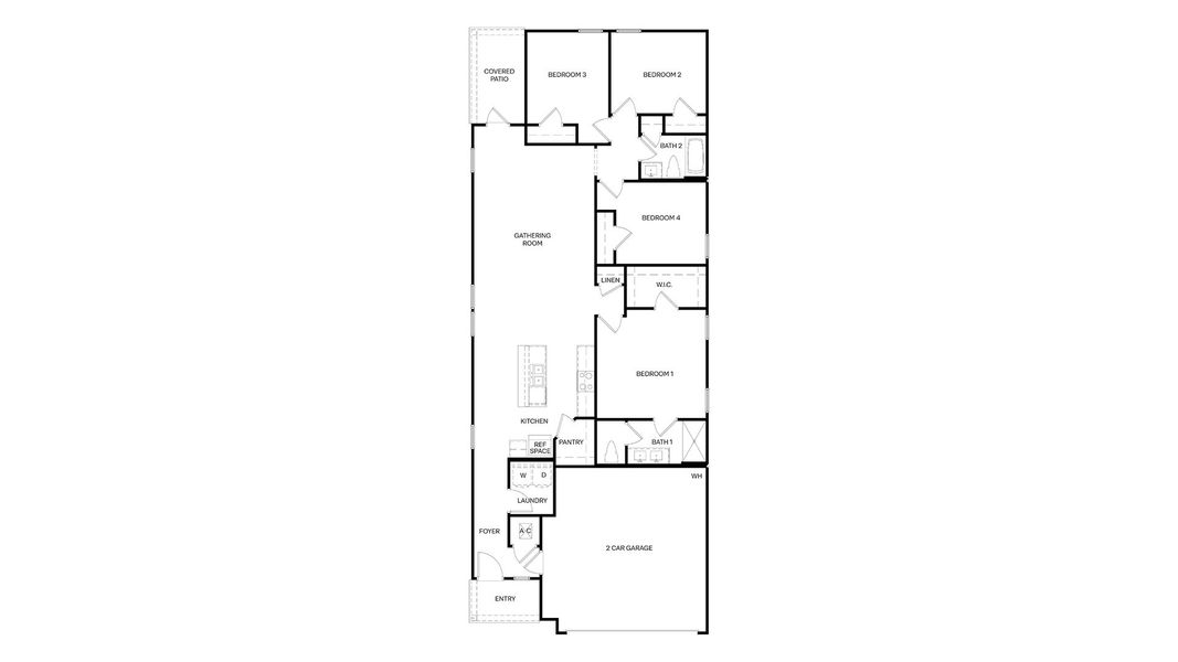 2D floor plan layout for the HARPER by D.R. Horton in The Arbors, Jacksonville, FL (Image 4).