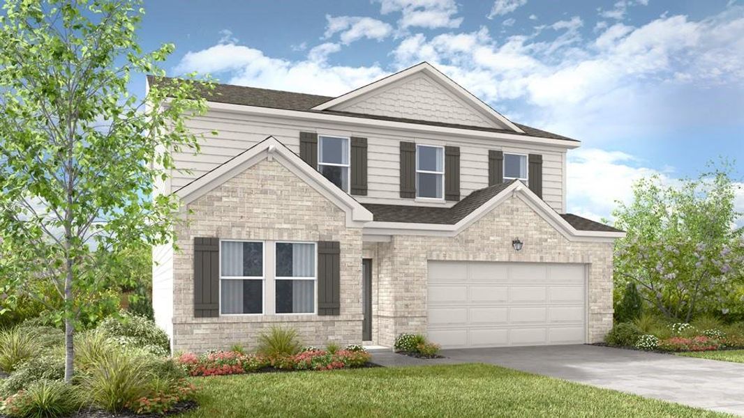 Front exterior of a new home in Windance Lake, Loganville, GA, highlighting curb appeal (Image 1). Front exterior of a new home in Windance Lake, Loganville, GA, highlighting curb appeal (Image 1).