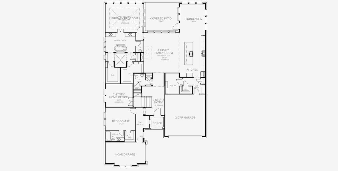 2D floor plan layout for the 3978W by Perry Homes in Lakes of Cane Island, Katy, TX (Image 4).