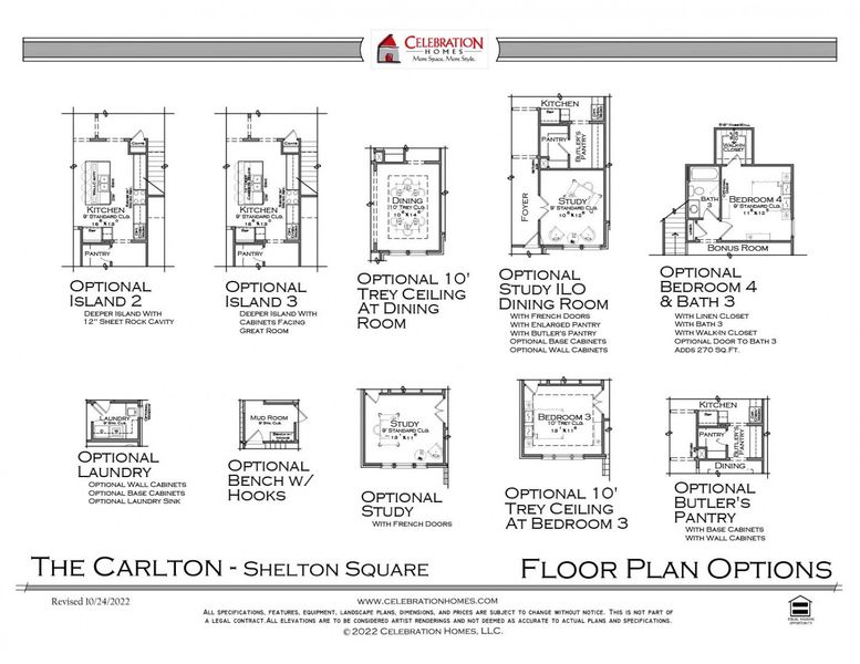 2D floor plan layout for the Carlton by Celebration Homes in Shelton Square, Murfreesboro, TN (Image 5).