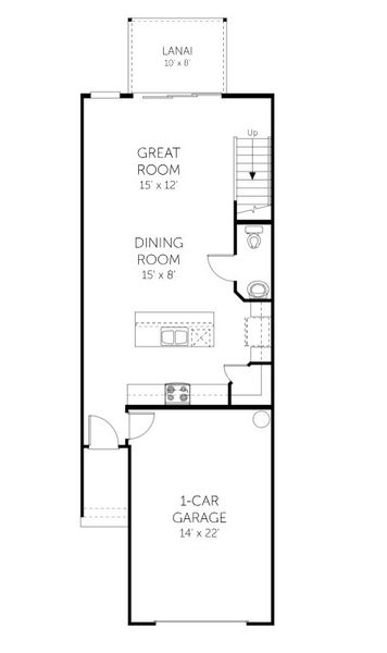 2D floor plan layout for the Eagle - Townhomes by Dream Finders Homes in Brook Forest - Townhomes, St. Augustine, FL (Image 5).