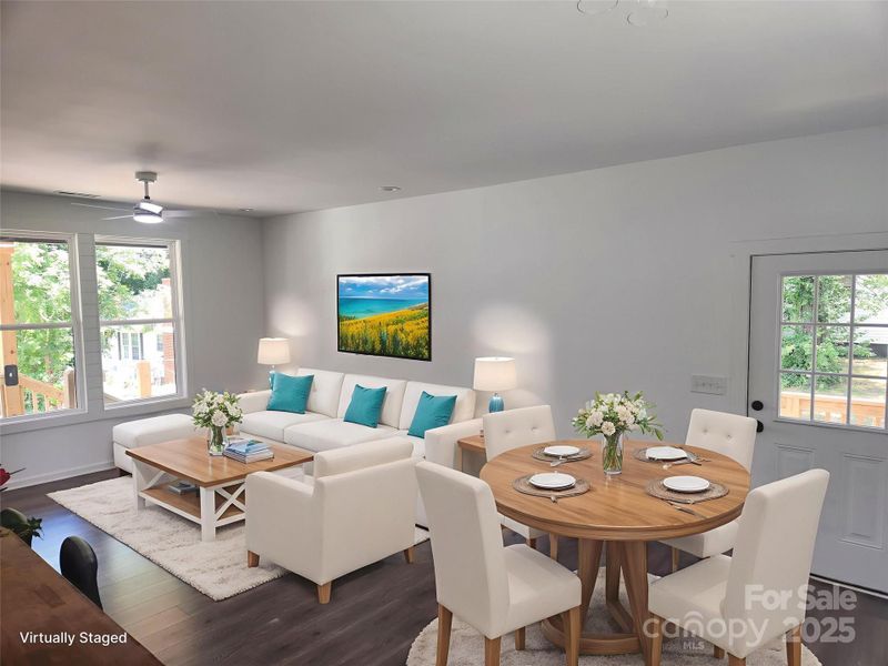 Great Room Dining Room Combo Virtually Staged
