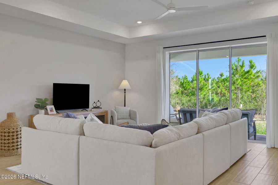 Furnished interior view inside a new home in Seminole Trace, Palm Coast (Image 2). Furnished interior view inside a new home in Seminole Trace, Palm Coast (Image 2).