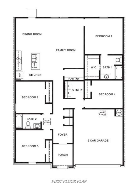 2D floor plan layout for the Austin by D.R. Horton in Westward Pointe, Sealy, TX (Image 3). 2D floor plan layout for the Austin by D.R. Horton in Westward Pointe, Sealy, TX (Image 3).