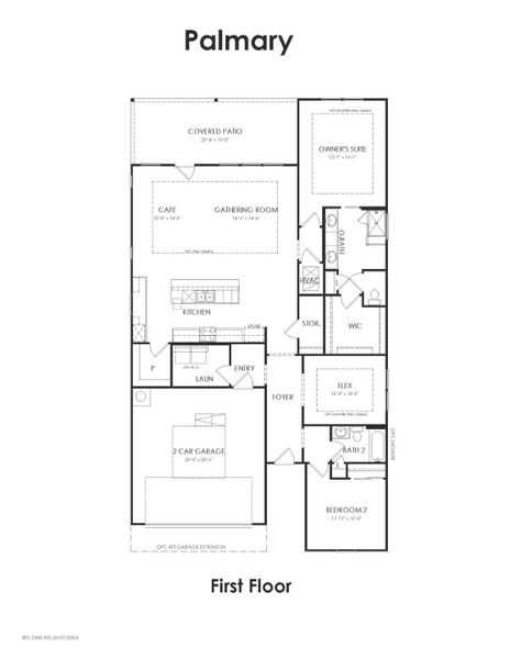 2D floor plan layout for the Palmary by Del Webb in Del Webb Fulshear, Fulshear, TX (Image 3).