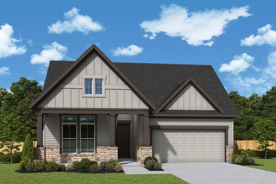Representative exterior photo of a completed home built from the The Azalea by David Weekley Homes in Crighton Cove - Signature Series, Conroe, TX (Image 20).