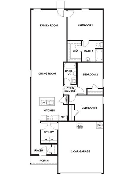 2D floor plan layout for the CAPROCK by D.R. Horton in Maplewood Meadows, Talty, TX (Image 3).