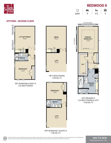 2D floor plan layout for the Redwood II by Park Square Residential in The Sanctuary at Seaire, Parrish, FL (Image 11).