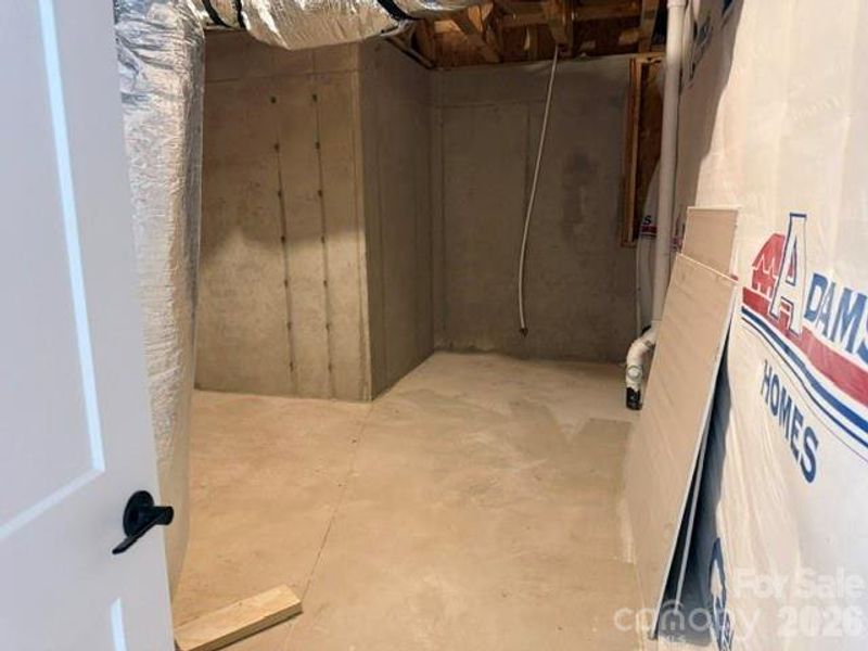 Unfinished storage space in basement Unfinished storage space in basement