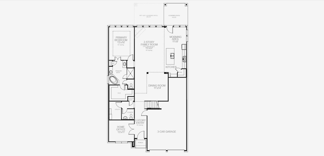 2D floor plan layout for the 3190W by Perry Homes in Briggs Ranch 50', San Antonio, TX (Image 3). 2D floor plan layout for the 3190W by Perry Homes in Briggs Ranch 50', San Antonio, TX (Image 3).