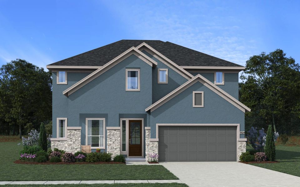 Representative exterior photo of a completed home built from the Shenandoah by Chesmar Homes in Jubilee, Hockley, TX (Image 3). Representative exterior photo of a completed home built from the Shenandoah by Chesmar Homes in Jubilee, Hockley, TX (Image 3).