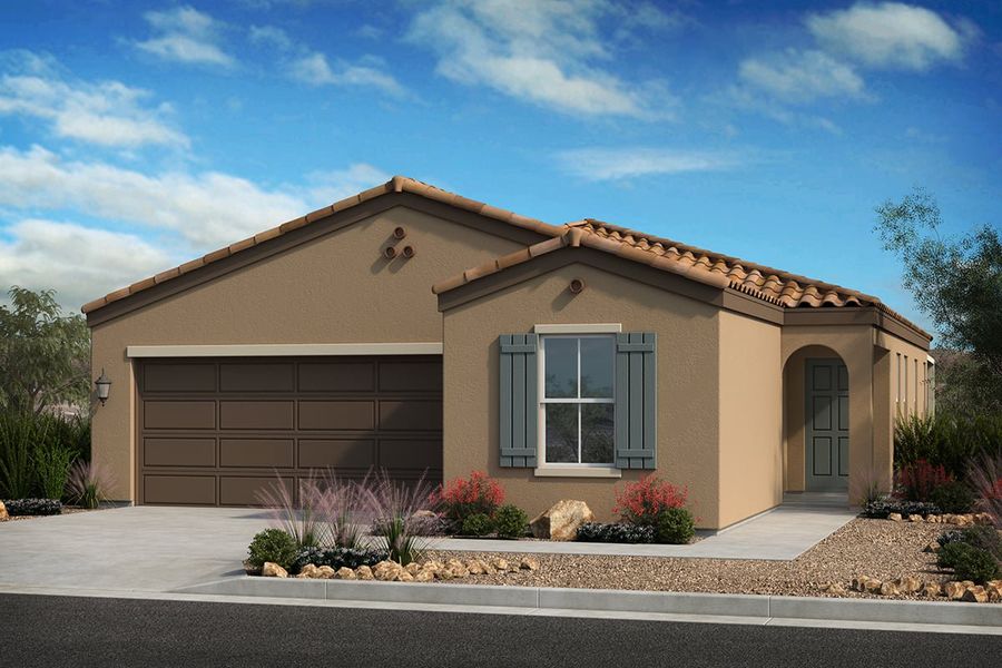 Front exterior of a new home in Liberty Traditions, Phoenix, AZ, highlighting curb appeal (Image 1). Front exterior of a new home in Liberty Traditions, Phoenix, AZ, highlighting curb appeal (Image 1).