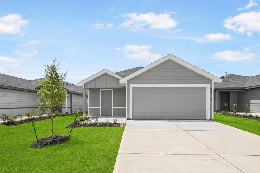 Front exterior of a new home in Sunset Valley, Hockley, TX, highlighting curb appeal (Image 2). Front exterior of a new home in Sunset Valley, Hockley, TX, highlighting curb appeal (Image 2).
