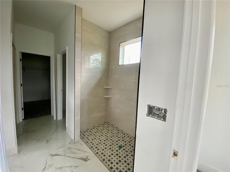 master bath with tiled walk-in shower