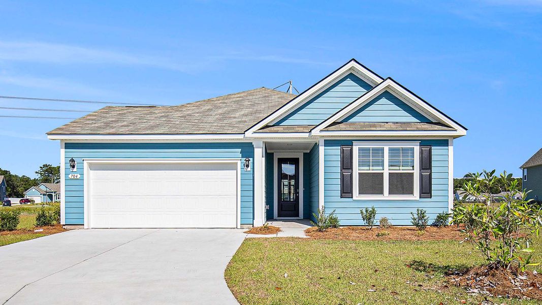 Front exterior of a new home in Lochaven, Conway, SC, highlighting curb appeal (Image 1). Front exterior of a new home in Lochaven, Conway, SC, highlighting curb appeal (Image 1).