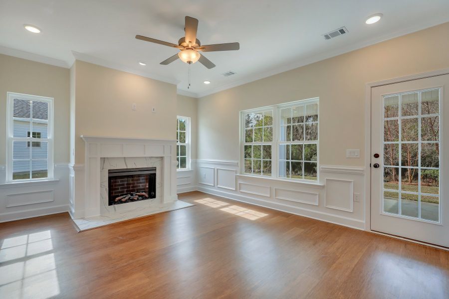 Fireplace and Wainscoting in Family Room - Nantucket plan built by Ernest Homes - Customer selections Fireplace and Wainscoting in Family Room - Nantucket plan built by Ernest Homes - Customer selections