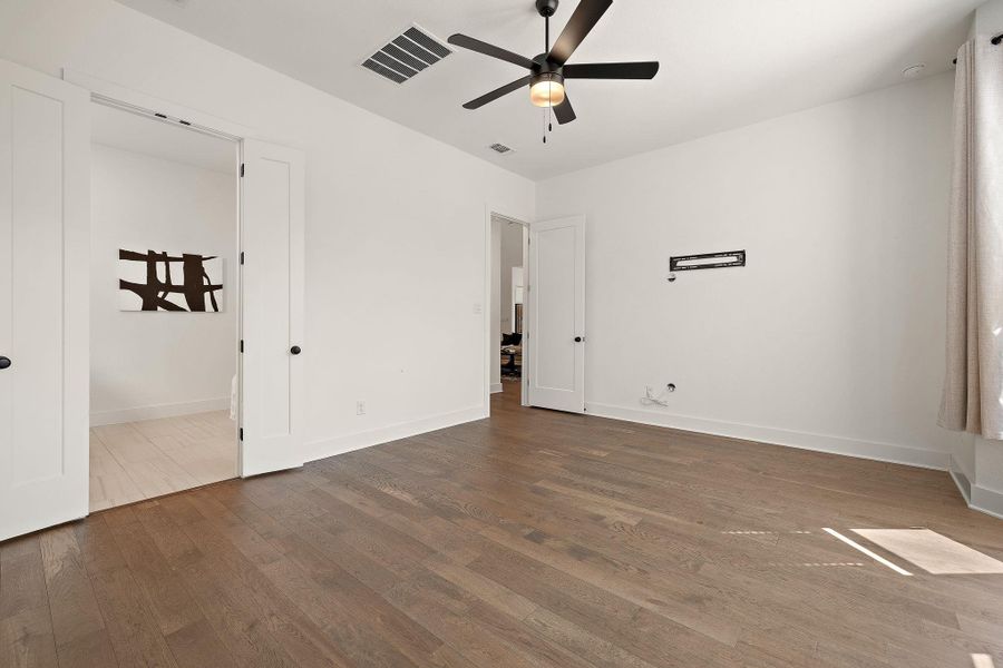 With wood floors, lots of windows & a fan for those warm nights, this space is meant for relaxation. With wood floors, lots of windows & a fan for those warm nights, this space is meant for relaxation.