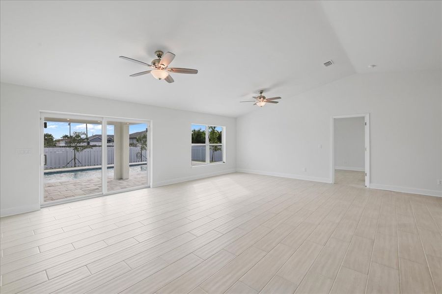 Representative unfurnished interior of a home built from the The Sunset Harbor with Pool by Sunlife Homes LLC in Cape Coral, Cape Coral (Image 17). Representative unfurnished interior of a home built from the The Sunset Harbor with Pool by Sunlife Homes LLC in Cape Coral, Cape Coral (Image 17).