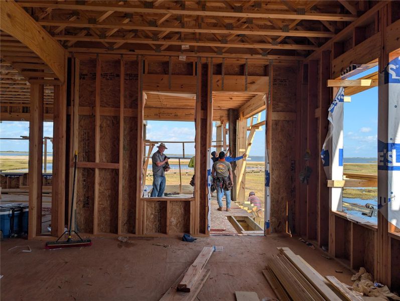 In-progress construction of a new home in , Freeport, TX (Image 1).