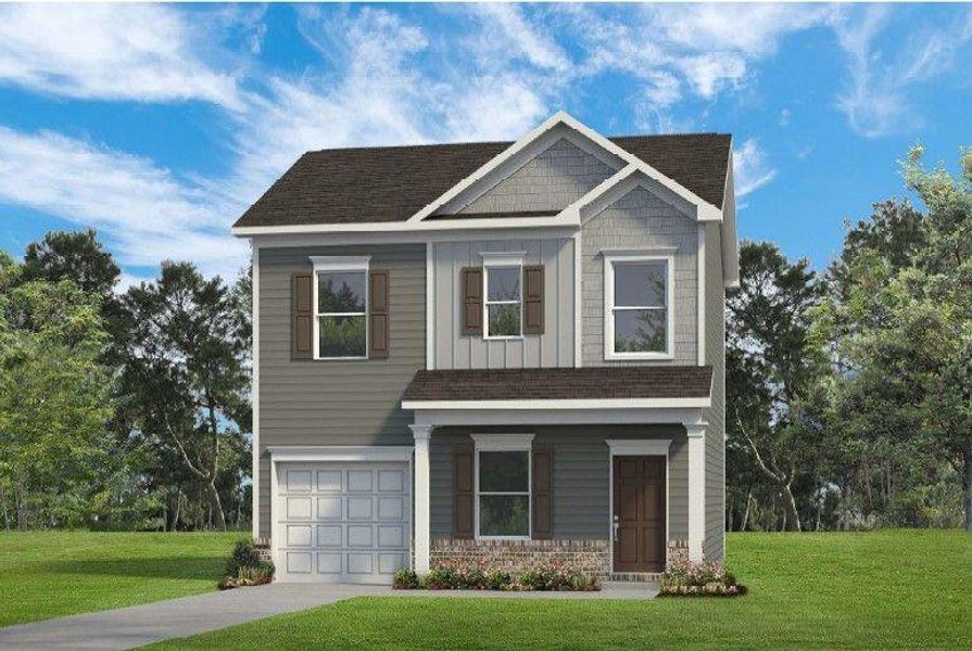 Front exterior of a new home in Hillcrest Park, Ringgold, GA, highlighting curb appeal (Image 1).