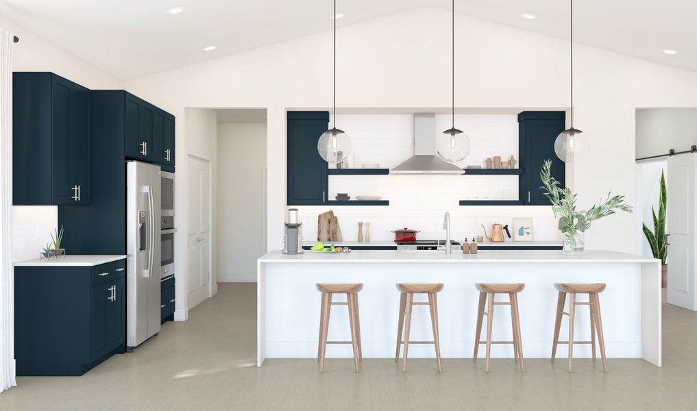 Kitchen with pendant lighting