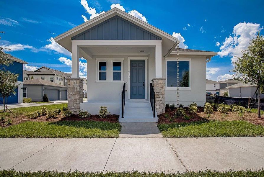 Representative exterior details of a home built from the The Bluefish by David Weekley Homes in Laureate Park at Lake Nona - Garden Series, Orlando (Image 4). Representative exterior details of a home built from the The Bluefish by David Weekley Homes in Laureate Park at Lake Nona - Garden Series, Orlando (Image 4).