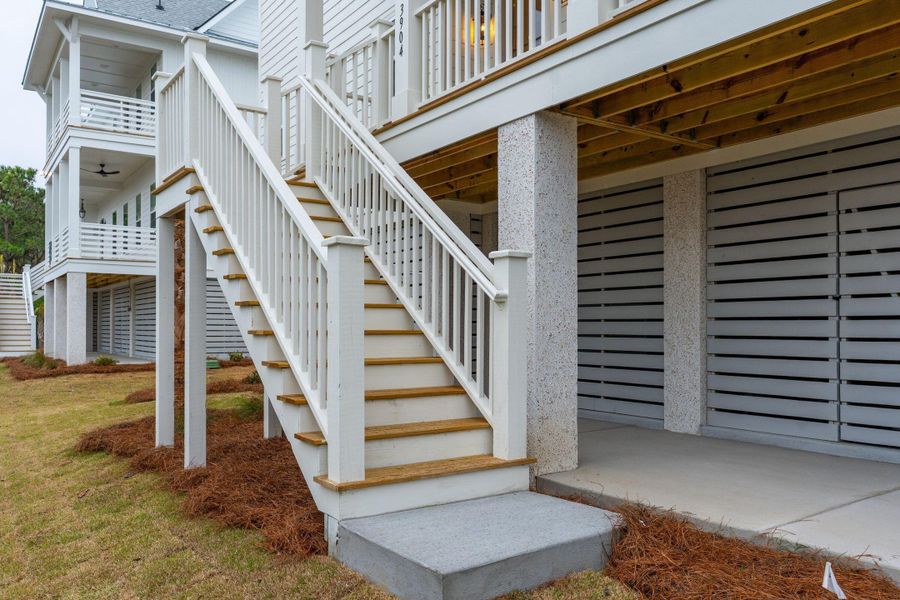 Exterior details and patio area of a home in Overlook at Copahee Sound, Awendaw (Image 3).