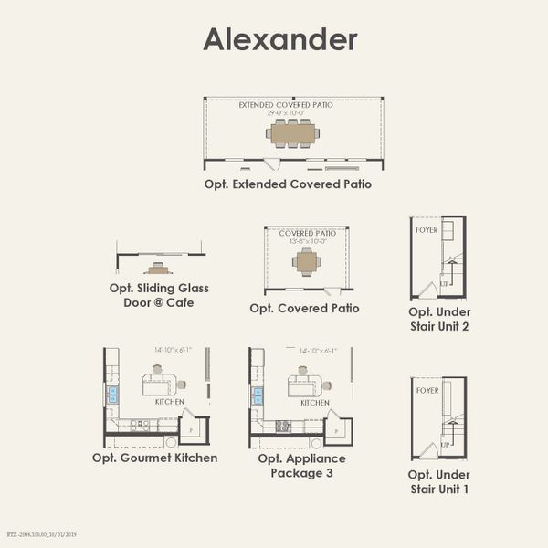 2D floor plan layout for the Alexander by Pulte Homes in Santa Rita Ranch, Liberty Hill, TX (Image 4).