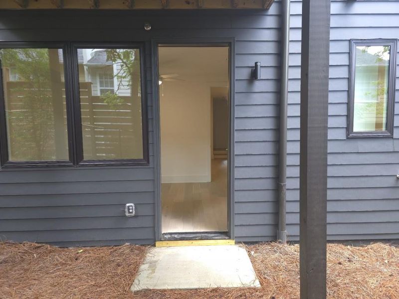Exterior details and patio area of a home in Overlook at Moda, Decatur (Image 33). Exterior details and patio area of a home in Overlook at Moda, Decatur (Image 33).