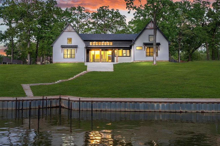 Waterfront. Boat Dock construction in progress in location where posts are in the water.
