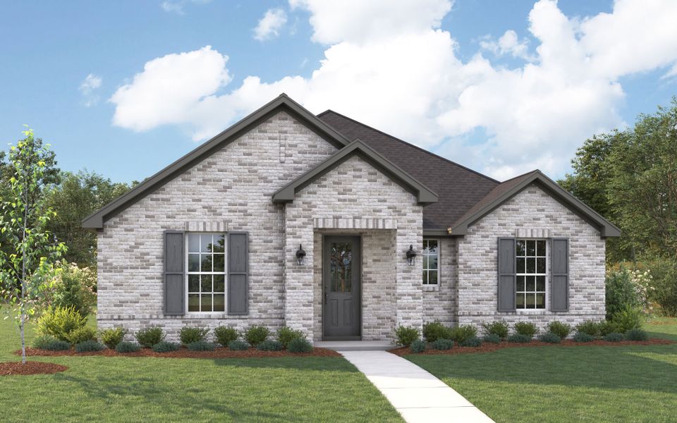 Representative exterior photo of a completed home built from the Conroe by Mattamy Homes in Bridges at Preston Crossings, Gunter, TX (Image 4). Representative exterior photo of a completed home built from the Conroe by Mattamy Homes in Bridges at Preston Crossings, Gunter, TX (Image 4).