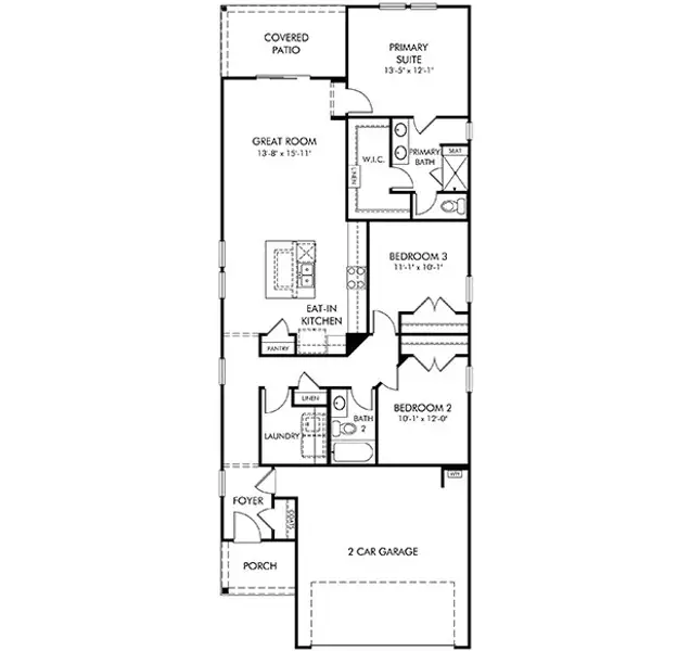 2D floor plan layout of this home in Cypress Ridge - The Boardwalk Series, Longs, SC (Image 2).