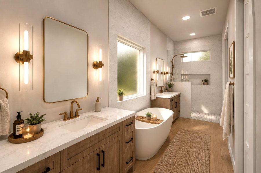 ** Virtually Staged Primary Bathroom