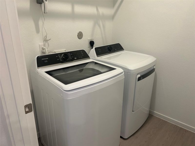 The washer and Dryer will stay. The washer and Dryer will stay.