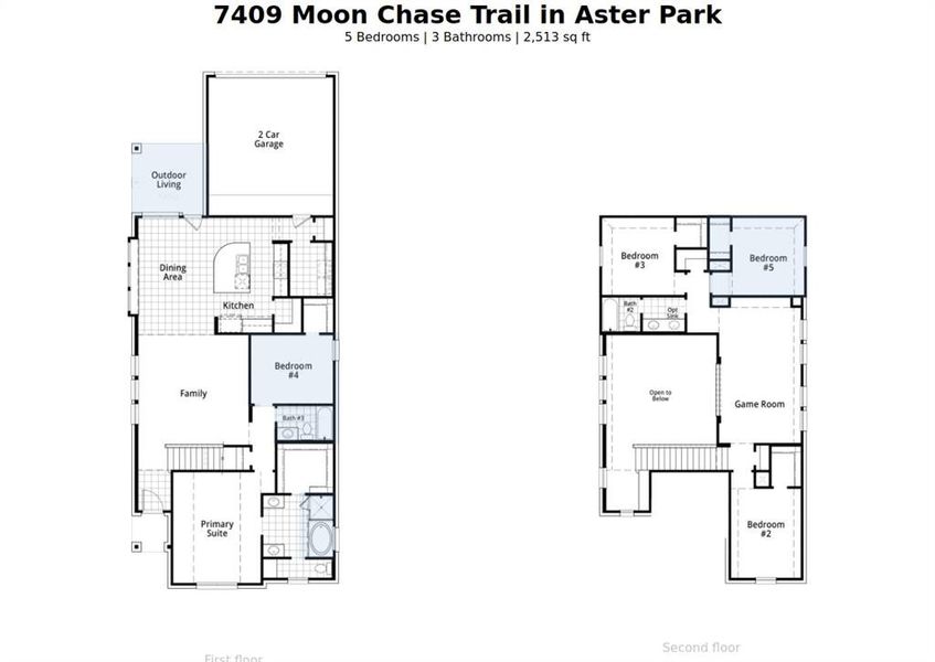 2D floor plan layout of this home in Aster Park: 40ft. lots, McKinney, TX (Image 2).