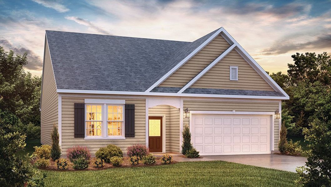 Representative exterior photo of a completed home built from the Aberdeen by D.R. Horton in Twinleaf Meadows, Monroe, NC (Image 17).