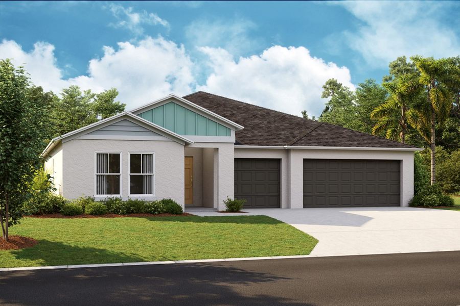 Representative exterior photo of a completed home built from the Rosa by Casa Fresca Homes in Harmony at Lake Eloise, Winter Haven, FL (Image 1).