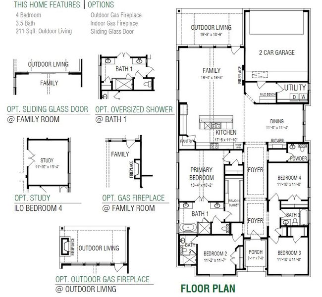 2D floor plan layout for the Medina – 50' by Chesmar Homes in The Grove Frisco, Frisco, TX (Image 3).