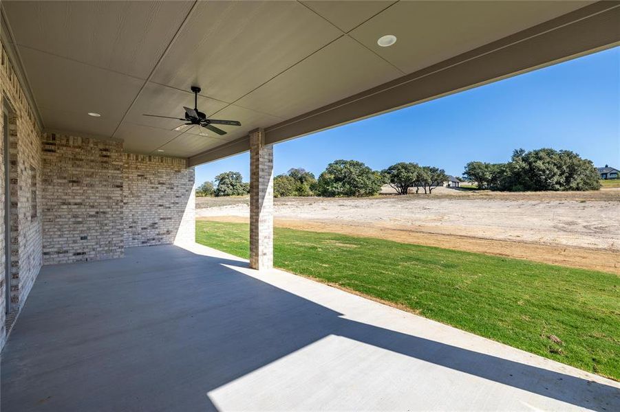 View of patio / terrace featuring ceiling fan