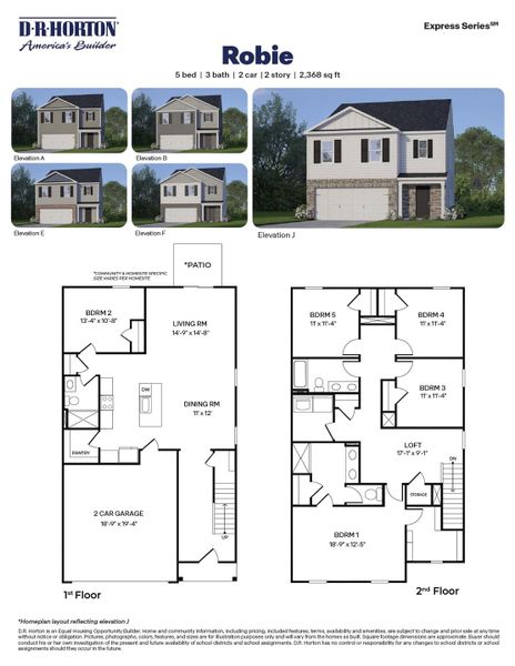 2D floor plan layout for the Robie by D.R. Horton in Willow Mill, Thomasville, NC (Image 3). 2D floor plan layout for the Robie by D.R. Horton in Willow Mill, Thomasville, NC (Image 3).