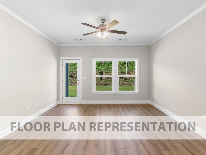 The 1313 Plan Living Room | Functional & Maximized Space designed by Ivey Homes