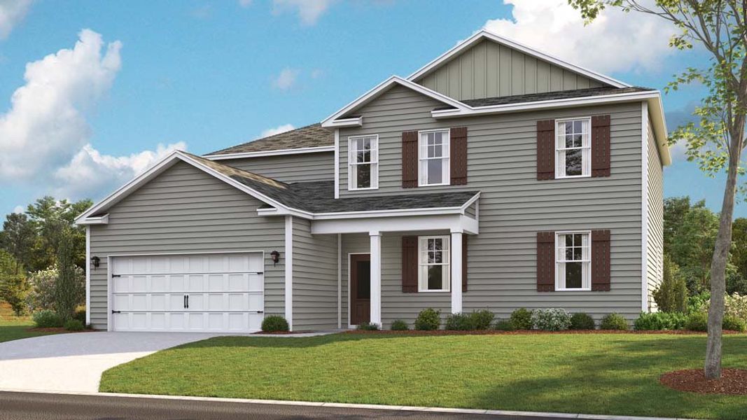 Representative exterior photo of a completed home built from the Fairview by D.R. Horton in Whispering Springs, Maryville, TN (Image 2).