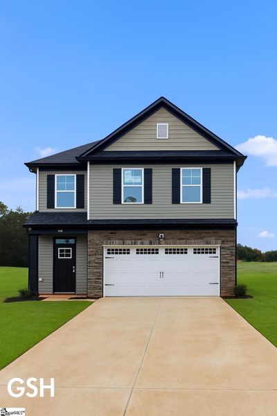 Front exterior of a new home in Sedona, Greenville, SC, highlighting curb appeal (Image 1). Front exterior of a new home in Sedona, Greenville, SC, highlighting curb appeal (Image 1).