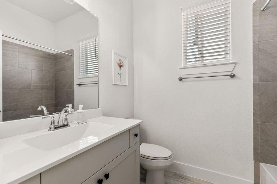 Clean lines and modern finishes in Bathroom 2. Clean lines and modern finishes in Bathroom 2.
