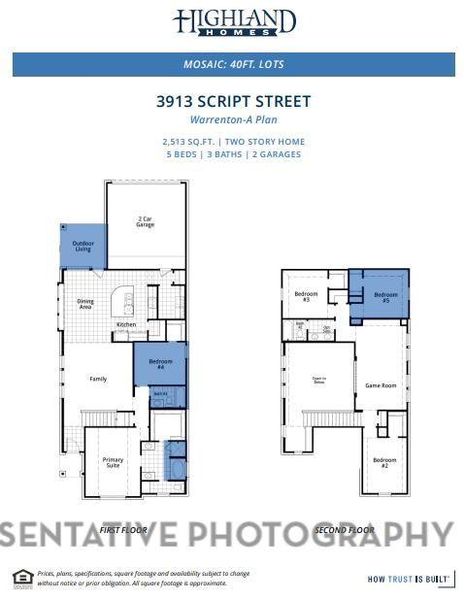 2D floor plan layout of this home in Mosaic, Celina, TX (Image 2).