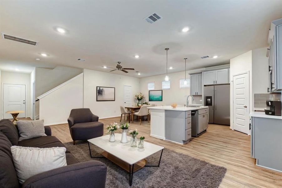 Representative furnished interior of a home built from the Athena by Saratoga Homes in Aldine Pines, Houston (Image 4). Representative furnished interior of a home built from the Athena by Saratoga Homes in Aldine Pines, Houston (Image 4).