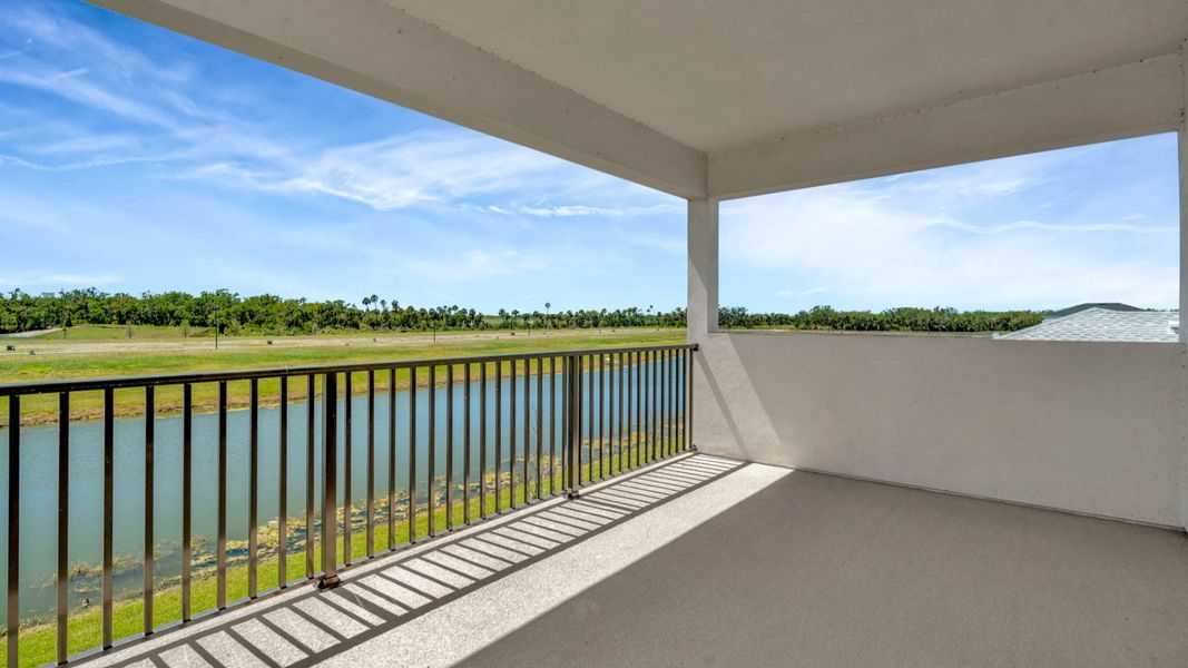 The Balcony of a DRB Homes Grand Hawk which is offered as a home plan at Serengeti in Spring Hill, FL.